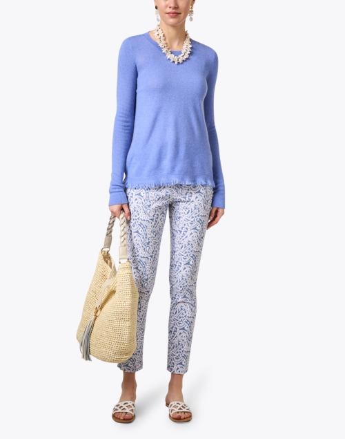 Look image - Cortland Park - Blue Cashmere Fringe Sweater