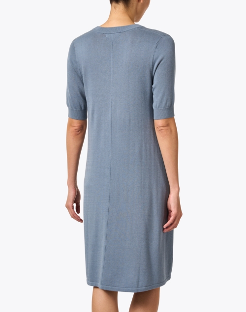 Back image - Repeat Cashmere - Steel Blue Cotton Blend Knit Dress