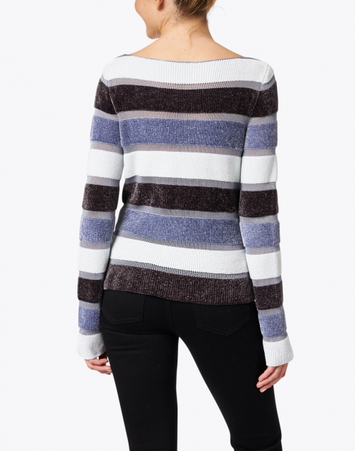 Back image - Emporio Armani - Blue and Black Striped Chenille Sweater