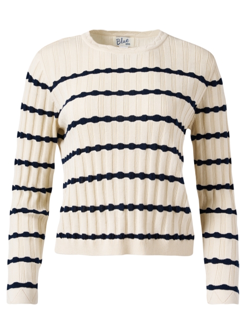 Product image - Blue - Cream Cotton Stripe Sweater