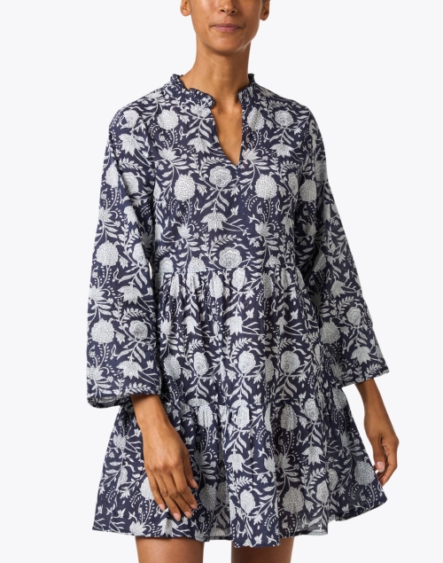 Front image - Jude Connally - Monaco Navy and White Floral Cotton Dress