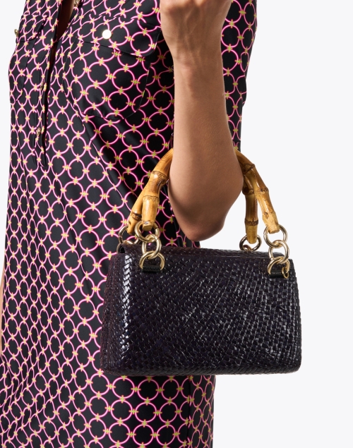 Look image - SERPUI - Laila Black Straw Top Handle Bag
