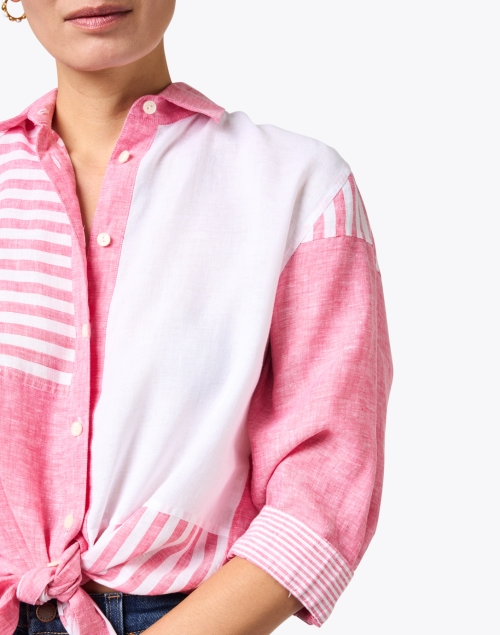 Extra_1 image - Hinson Wu - Halsey Pink and White Linen Shirt