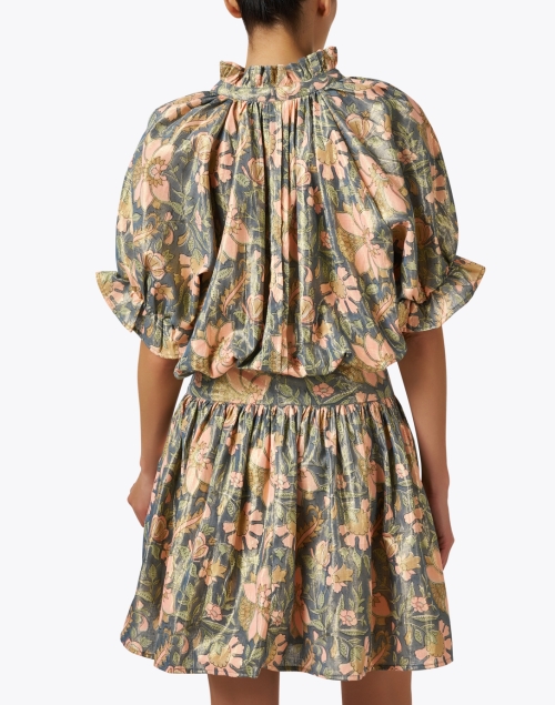 Back image - Juliet Dunn - Multi Print Cotton Lamé Dress