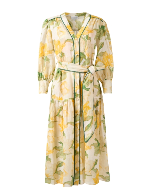 Christy Lynn Layla Yellow Print Linen Dress