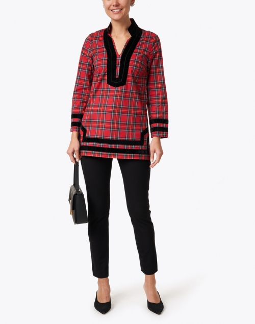 Sail to Sable - Red and Gold Plaid Cotton Tunic Top