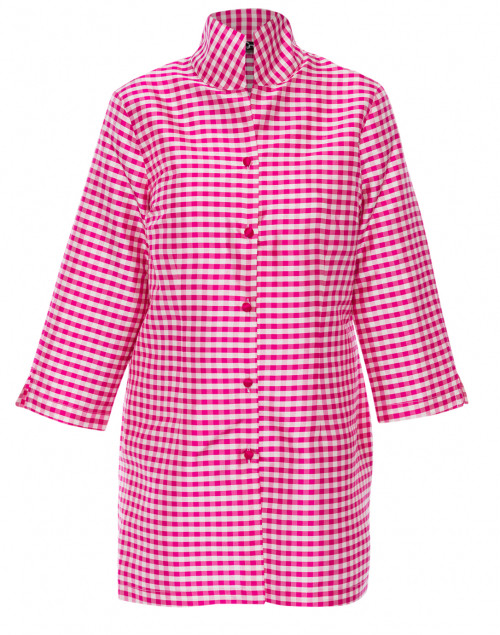 Product image - Connie Roberson - Rita Pink and White Gingham Silk Top