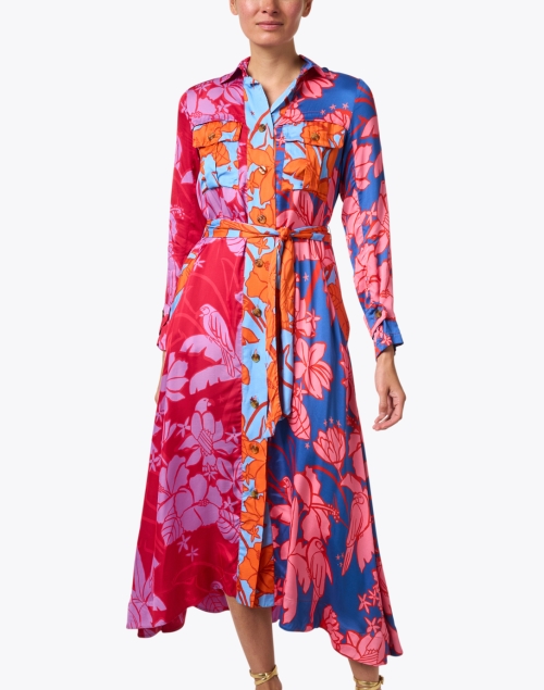 Front image - Farm Rio - Multi Floral Print Shirt Dress