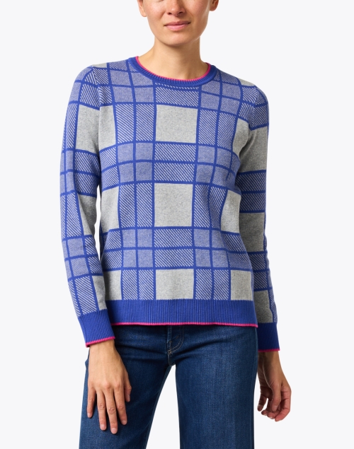 Front image - Peace of Cloth - Blue and Pink Plaid Cotton Sweater