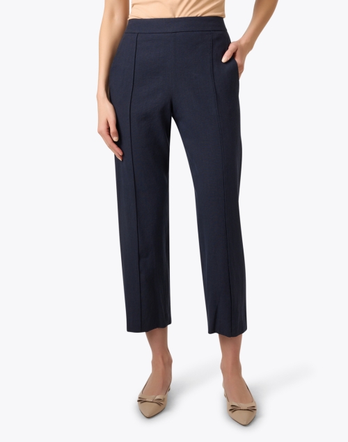 Front image - Vince - Marina Navy Linen Blend Pull On Pant