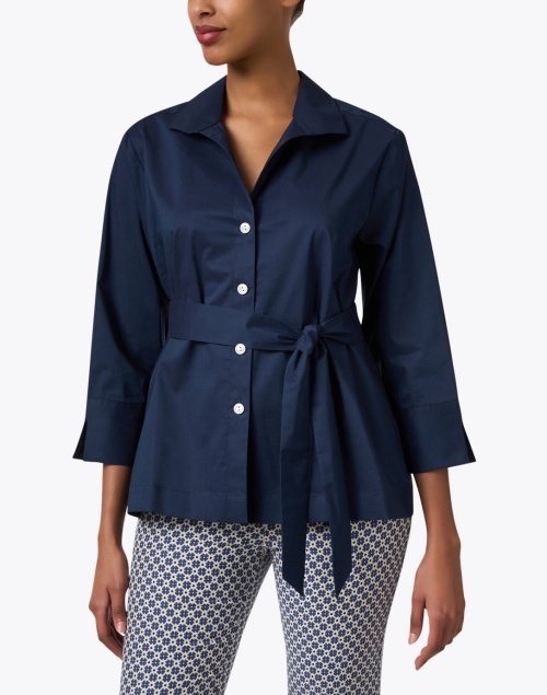 Front image - Hinson Wu - Charlie Navy Belted Blouse