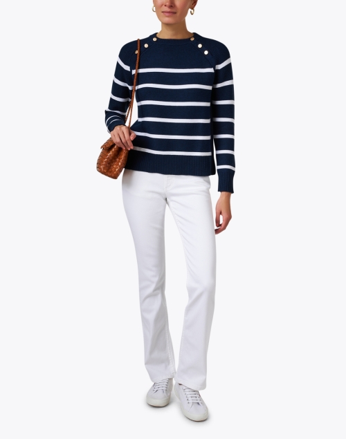 Navy Striped Cotton Sweater