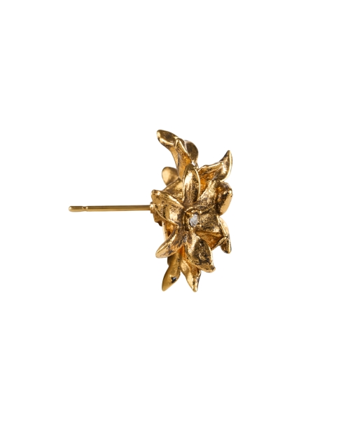 Back image - Oscar de la Renta - Gold Crystal Flower Bouquet Earrings