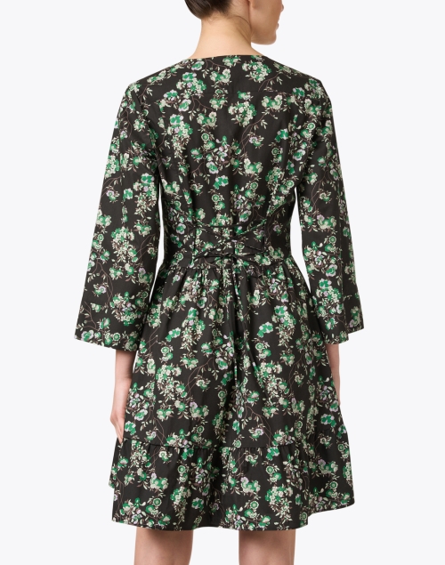 Back image - Tara Jarmon - Reba Black and Green Floral Cotton Dress