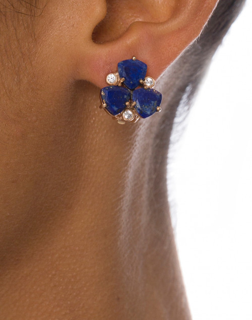 Blue Lapis Cluster Stone Clip-On Earrings