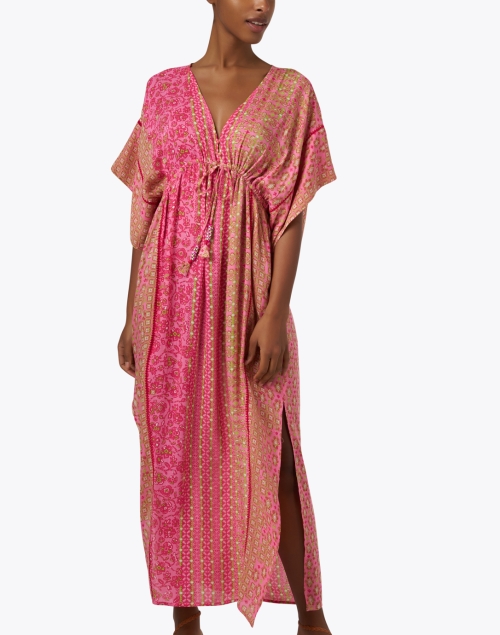 Front image - Poupette St Barth - Amaya Pink Batik Print Kaftan 
