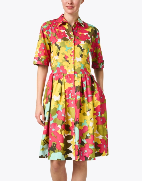 Front image - Sara Roka - Nida Multi Print Cotton Shirt Dress
