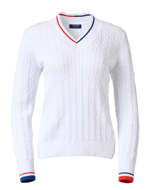 Product image - Saint James - Aleria White Cotton Cable Knit Sweater