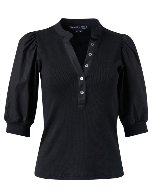Product image - Veronica Beard - Coralee Black Jersey Puff Sleeve Top