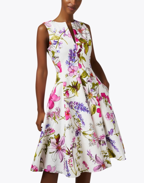 Front image - Sara Roka - Mamie White Floral Print Cotton Dress