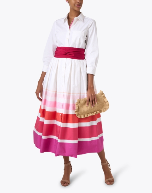 Niddi White and Pink Striped Shirt Dress