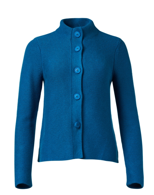 Product image - Kinross - Blue Cotton Garter Stitch Cardigan