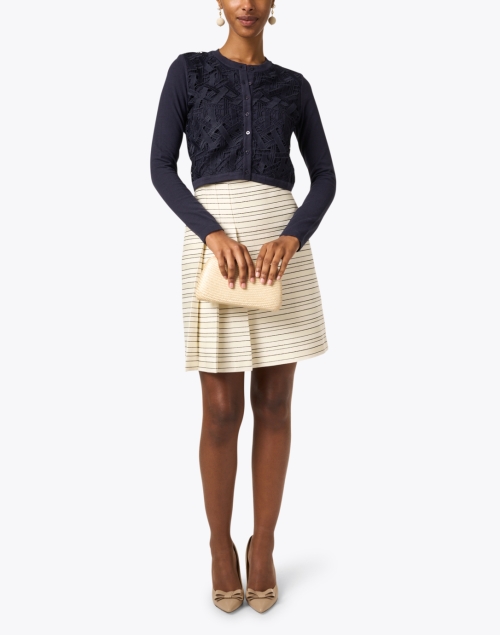 Navy and Ivory Striped Skirt