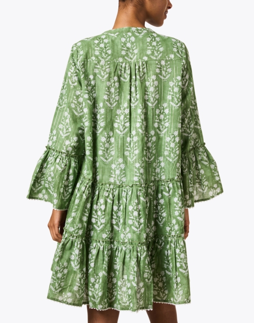 Back image - Juliet Dunn - Green Floral Print Cotton Dress