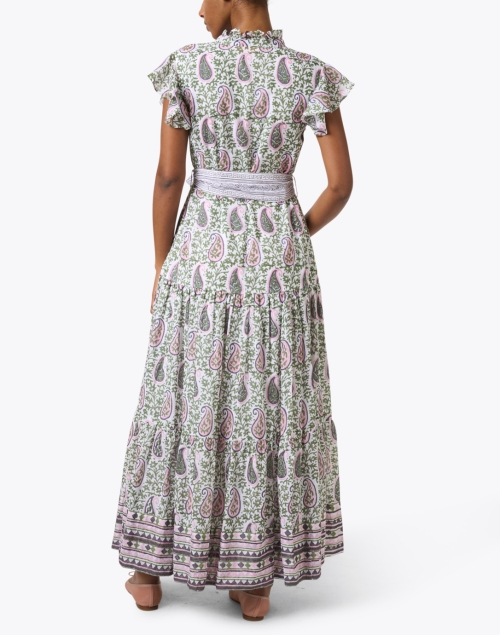 Back image - Oliphant - Green and Pink Paisley Cotton Dress