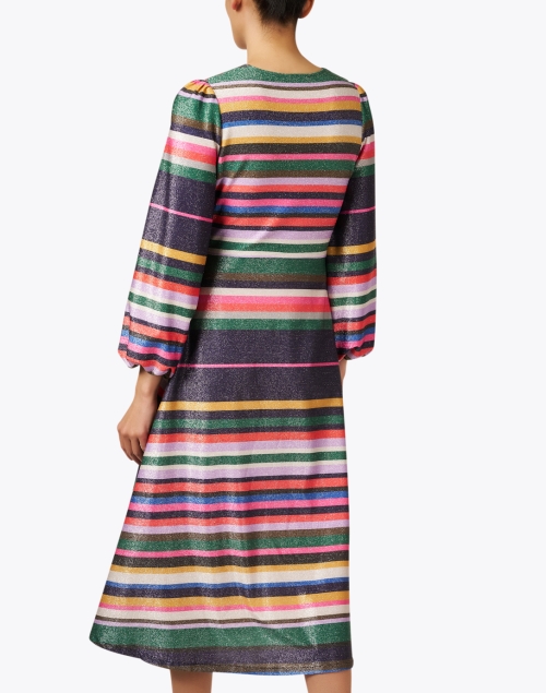 Back image - Vilagallo - Carolina Multi Stripe Lurex Dress