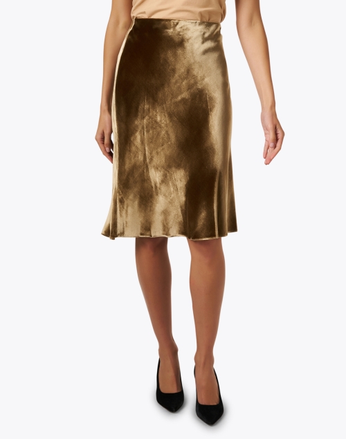 Front image - Vince - Gold Velvet Slip Skirt