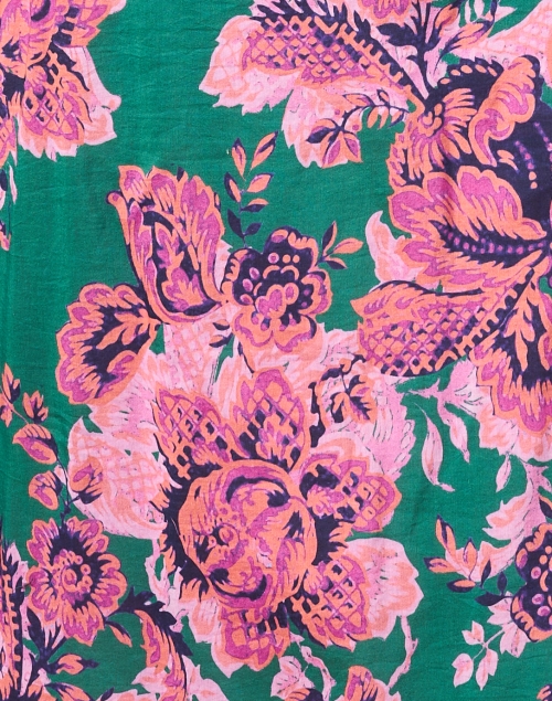 Fabric image - Megan Park - Rosette Pink and Green Print Cotton Silk Dress 