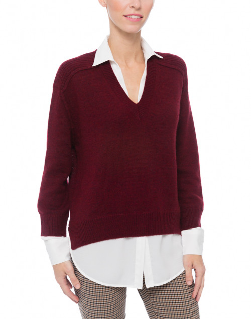 Front image - Brochu Walker - Barolo Red Sweater with White Underlayer