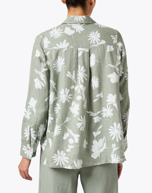 Back image - Rosso35 - Sage Green Print Linen Shirt