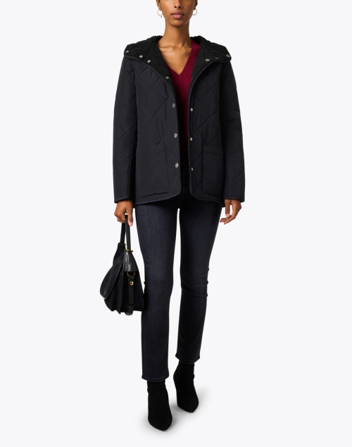 Black Reversible Quilted Teddy Coat
