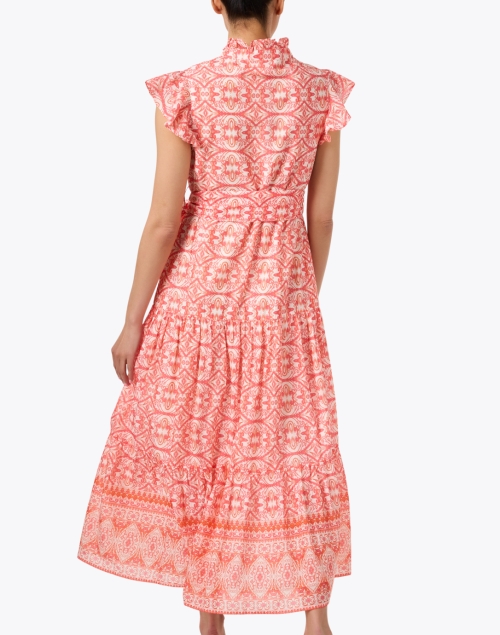 Back image - Jude Connally - Mirabella Pink and Orange Print Cotton Dress