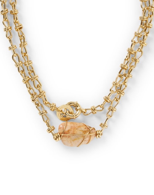 Front image - Gas Bijoux - Gold and Pink Calcite Necklace
