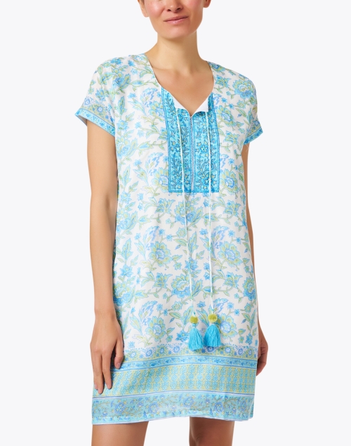 Front image - Bella Tu - Roxanne Blue Floral Print Dress