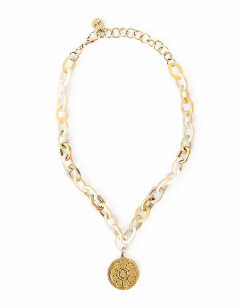 Nest - Gold Coin Pendant Horn Link Necklace 