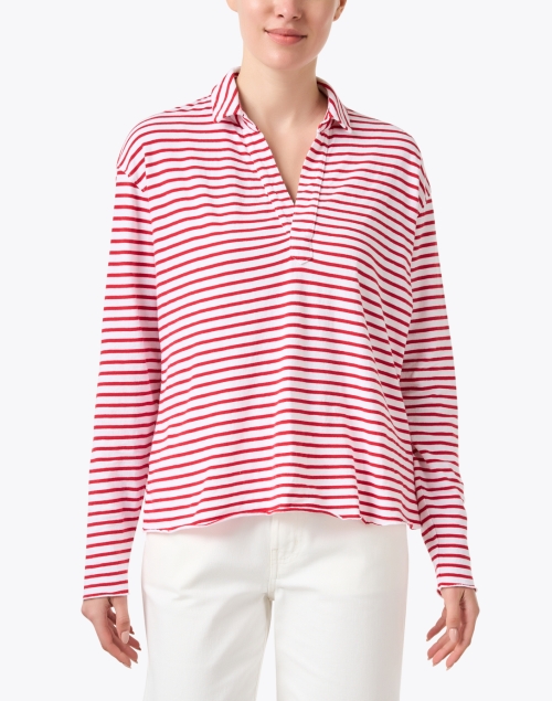 Front image - Frank & Eileen - Patrick Red Stripe Popover Henley Top