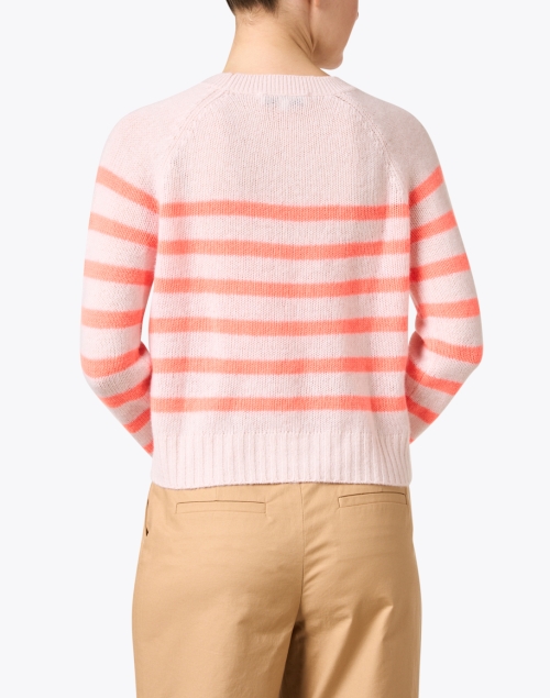 Back image - White + Warren - Pink and Orange Stripe Cashmere Sweater