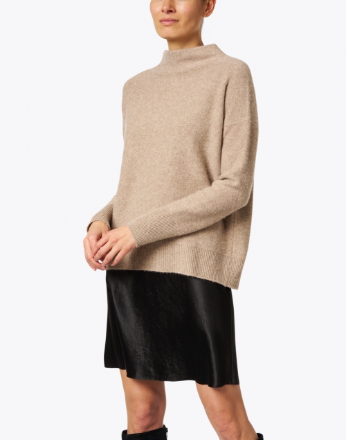 Front image - Vince - Heather Wheat Boiled Cashmere Sweater