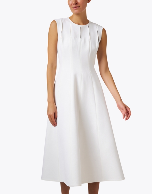 Front image - Lafayette 148 New York - White Cutout Fit and Flare Dress