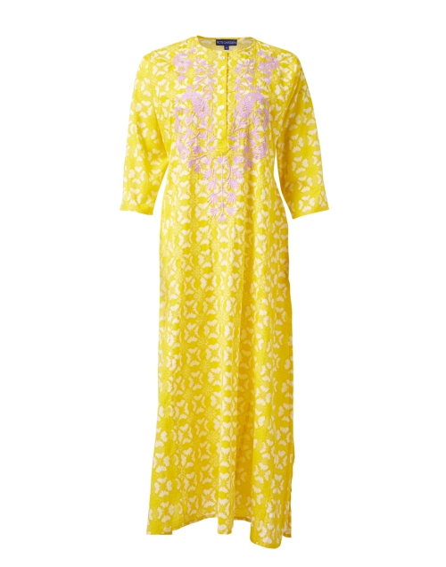 Product image - Ro's Garden - Yellow and Pink Embroidered Cotton Kurta