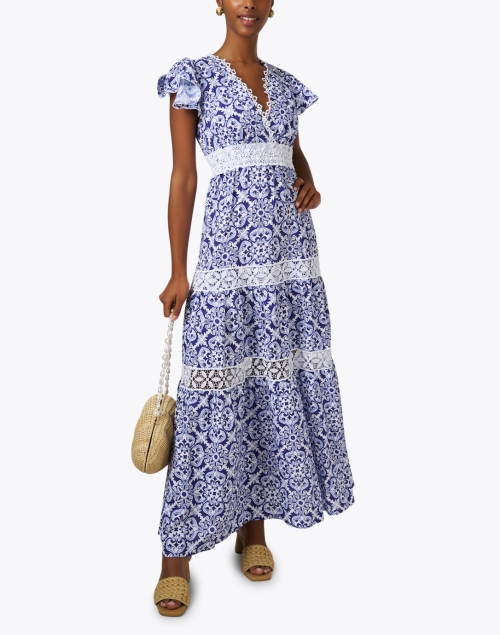 Blue Print Linen Maxi Dress