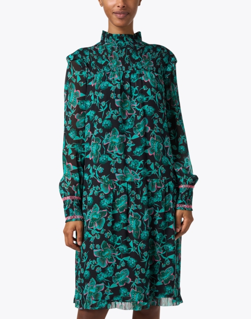 Front image - Marc Cain - Black and Green Print Dress
