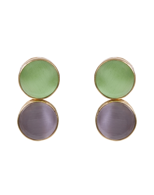 Product image - Atelier Mon - Green and Purple Stone Drop Earrings