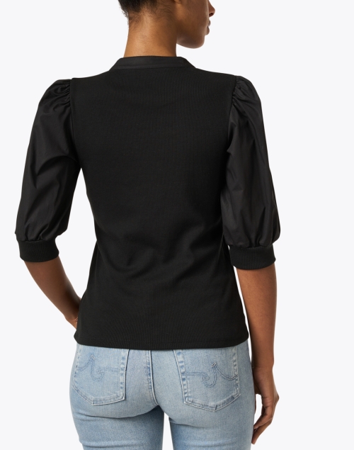 Back image - Veronica Beard - Coralee Black Jersey Puff Sleeve Top