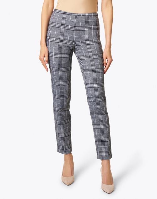 Front image - Ecru - Springfield Black and White Plaid Stretch Cotton Pant