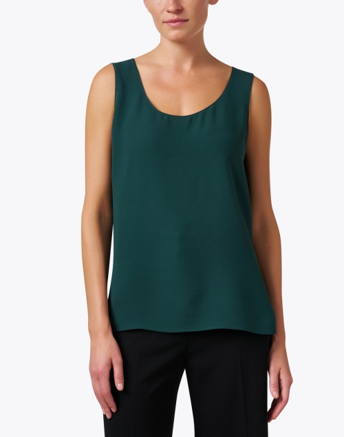 Front image - Lafayette 148 New York - Finley Green Silk Double Georgette Top 